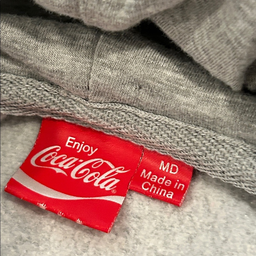 VTG Coca-Cola Sweatshirt Polar Bear Hoodie Mens Gray Christmas Happy Holidays - Picture 8 of 12